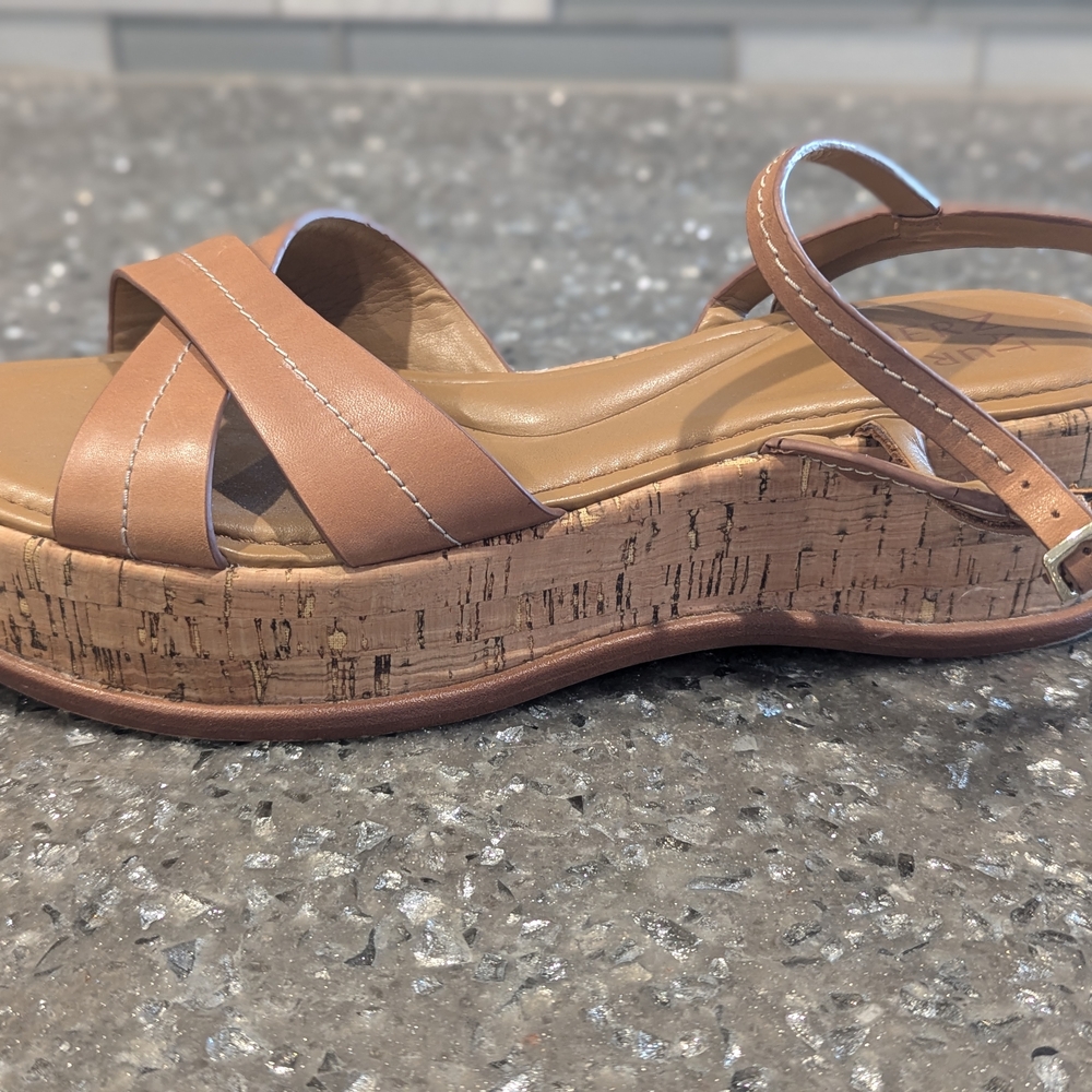 Tan Cork Wedge Sandals Size 11